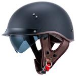 JQF Gear Retro Open Face Motorcycle Helmet - Matte Black
