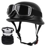 Vintage German Style Half Helmet with Goggles