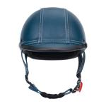 LNCHAO Retro Leather Half Motorcycle Helmet - Blue