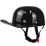 QICHAO DOT Approved Half Motorcycle Helmet - Black