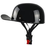 QICHAO DOT Approved Half Motorcycle Helmet - Black
