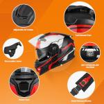 OUMURS Modular Full Face Motorcycle Helmet - Black