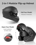 YEMA Modular Full Face Motorcycle Helmet - Black