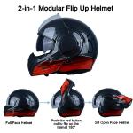 BEON Modular Full Face Motorcycle Helmet with Visors