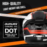 OUMURS Modular Full Face Motorcycle Helmet - Black