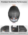 YEMA Modular Full Face Motorcycle Helmet - Black