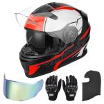 OUMURS Modular Full Face Motorcycle Helmet - Black