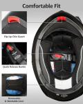 YEMA Modular Full Face Motorcycle Helmet - Black