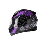 Purple Modular Motorcycle Helmet with Anti-Fog Lens