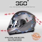 Milwaukee MPH9808 Ionized Silver Motorcycle Helmet - XL