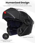 ILM Dual Visor Modular Motorcycle Helmet Matte Black