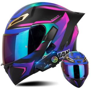 Bluetooth Modular Full Face Motorcycle Helmet with Dual Visors