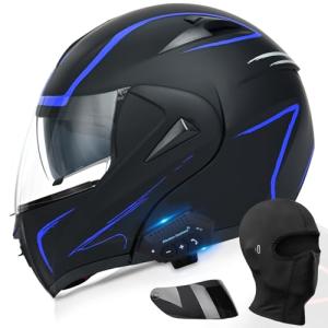 Bluetooth Modular Full Face Motorcycle Helmet - Blue