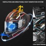 Bluetooth Modular Full Face Motorcycle Helmet with Dual Visors