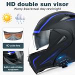 Bluetooth Modular Full Face Motorcycle Helmet - Blue