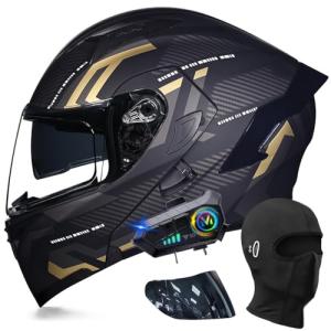 Bluetooth Modular Full Face Motorcycle Helmet with Dual Visors