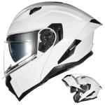 Auboa Modular Dual Visor Motorcycle Helmet - White XL