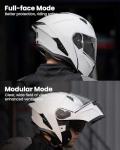 Auboa Modular Dual Visor Motorcycle Helmet - White XL