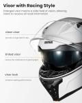 Auboa Modular Dual Visor Motorcycle Helmet - White XL