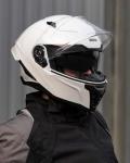Auboa Modular Dual Visor Motorcycle Helmet - White XL