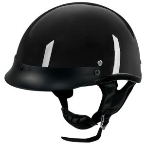 Black Open Face Motorcycle Helmet with Sun Visor