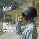 Westt Rover Open-Face Jet Motorcycle Helmet, Black