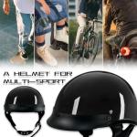 Black Open Face Motorcycle Helmet with Sun Visor