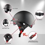 1Storm Matte Black Half Face Motorcycle Helmet