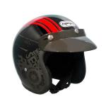MMG Classic Open Face Motorcycle Helmet - Black/Red