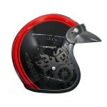 MMG Classic Open Face Motorcycle Helmet - Black/Red