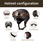 Vintage German Style Leather Half Helmet with Goggles