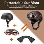 Vintage German Style Leather Half Helmet with Goggles