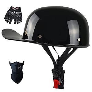 Vintage Open Face Baseball Cap Motorcycle Helmet, DOT Approved