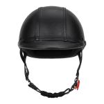 LNCHAO Retro Leather Half Motorcycle Helmet - Black