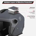 DOT Approved 3/4 Open Face Motorcycle Helmet - Grey