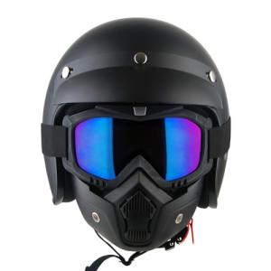 1Storm Open Face Helmet with Tinted Goggles Bundle