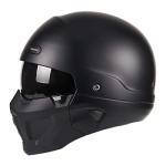 Woljay Modular Open Face Motorcycle Helmet - Matte Black