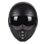 Woljay Modular Open Face Motorcycle Helmet - Matte Black