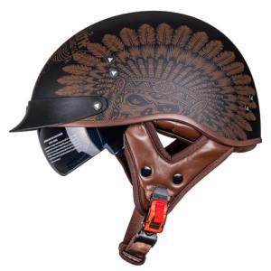 VCOROS Dot Approved Sun Visor Half Helmet - Indian (L)