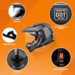 OUMURS Dual Sport Full Face Helmet - Black XL