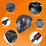 OUMURS DOT Full Face Helmet, Flip Up, Gray