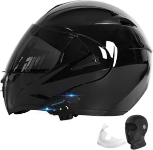 Bluetooth Modular Full Face Motorcycle Helmet - Black