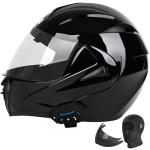 Bluetooth Modular Full Face Motorcycle Helmet - Black