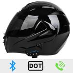 Bluetooth Modular Full Face Motorcycle Helmet - Black