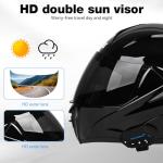 Bluetooth Modular Full Face Motorcycle Helmet - Black