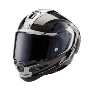 Alpinestars Supertech R10 Element Helmet, Carbon Fiber, Aerodynamic Full-Face Design, Ventilation & Safety, DOT & ECE Certified for Street & Track Riders, Black/Carbon Silver/Black Glossy, 2XL
