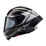 Alpinestars Supertech R10 Element Helmet, Carbon Fiber, Aerodynamic Full-Face Design, Ventilation & Safety, DOT & ECE Certified for Street & Track Riders, Black/Carbon Silver/Black Glossy, 2XL