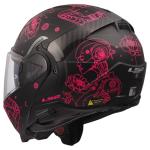 LS2 Helmets Advant II Modular Motorcycle Helmet W/SunShield (Matte Sophia Black/Pink - Large)