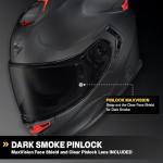ScorpionEXO Eclipse Full Face Motorcycle Helmet with Pinlock Ready Shield - Bluetooth Ready Speaker Pockets Apex Series Solid (Matte Black - Large)
