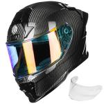 ILM Carbon Fiber Motorcycle Helmets Full Face Racing Helmet for Adult DOT ECE Cascos para Motos MF577P (3K Carbon Black,L)